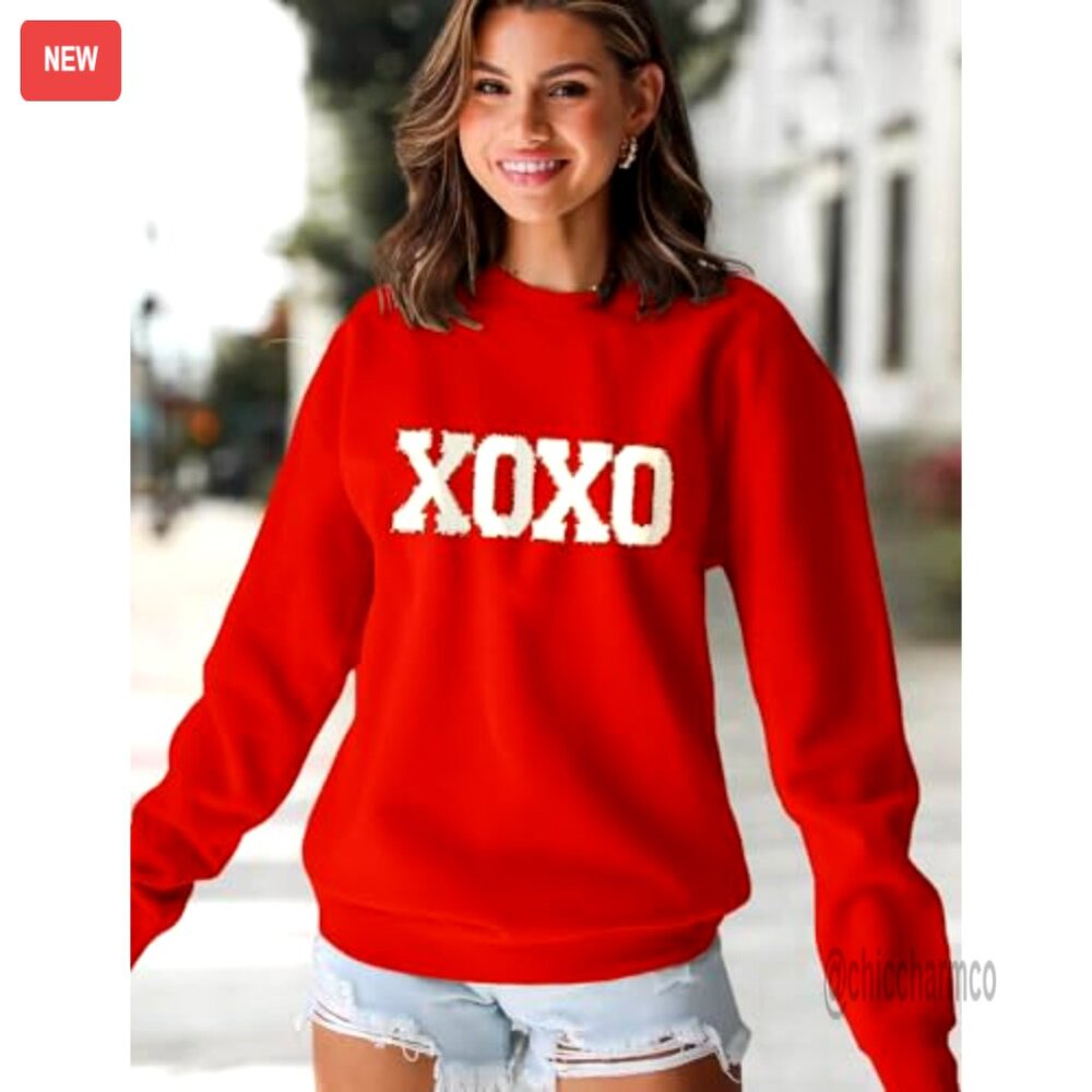 Oversized Chenille Patch Pullover Sweatshirt, Lon… - image 3